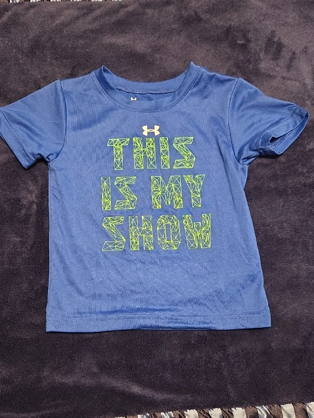 Under Armour Blue Tee with Neon Green 'This Is My Show' Graphic